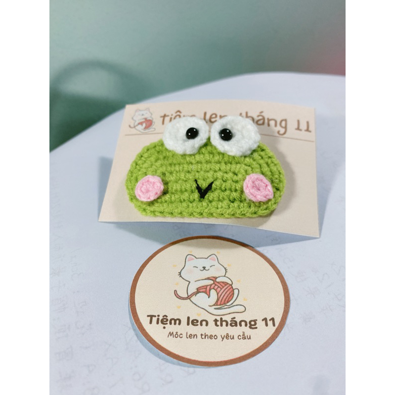 Kẹp tóc len handmade hình chú ếch dễ thương