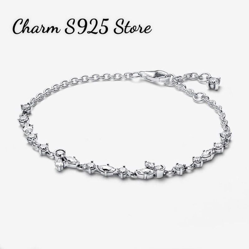 LẮC ĐEO TAY PAN ALE HÌNH BÔNG HOA BẠC S925 THUẦN KHIẾT HÀNG CAO CẤP