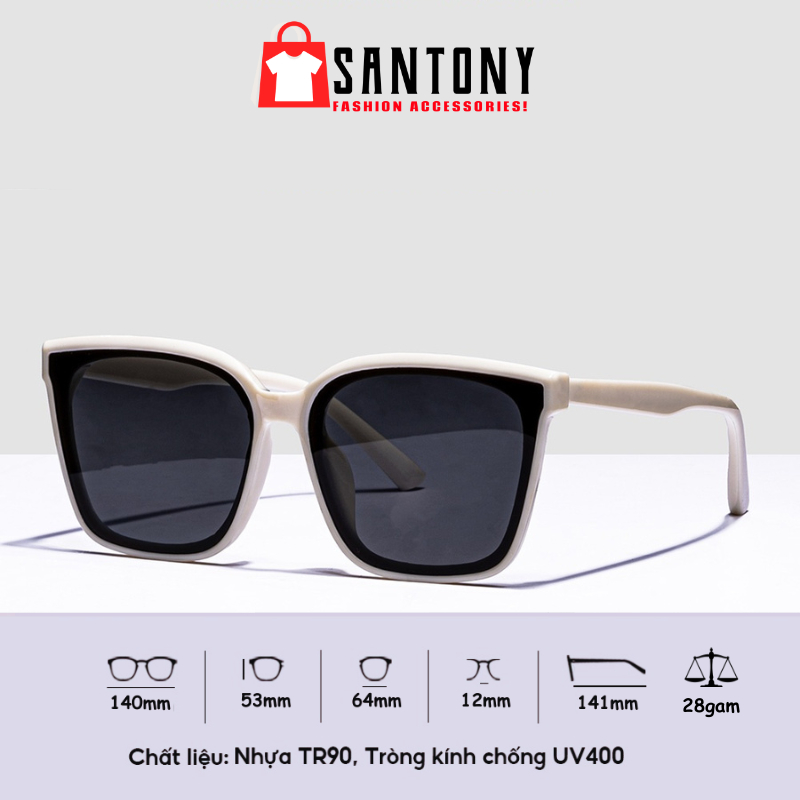 Kính Mát Gọng Vuông SANTONY Mắt Râm Chống Tia UV Dáng Basic Thời Trang Đôi Nam Nữ