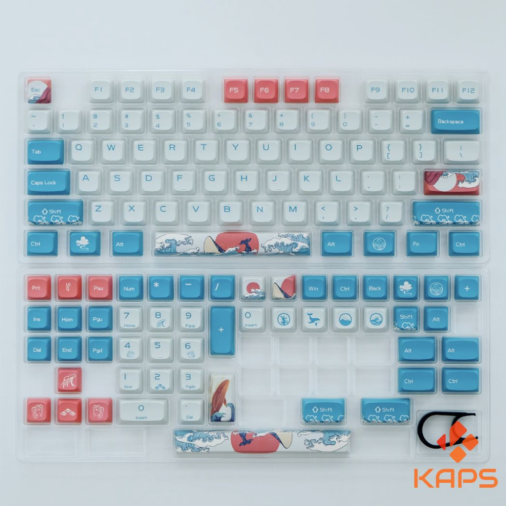 Keycap Coral Sea PBT profile XDA in dyesub 126 nút cho bàn phím cơ layout 108/104/98/87/84/75/68/64/61
