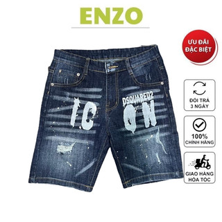 Quần short jean nam co giãn , Quần rin nam ngắn chất bò màu xanh cao cấp _ ENZO