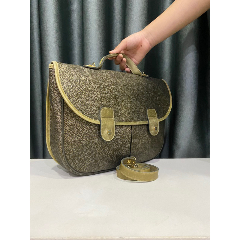 Túi si hiệu BORBONESE REDWALL da bò dập hươu sao