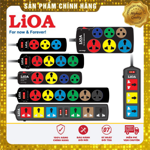 [CHÍNH HÃNG LIOA BẢO HÀNH 3 NĂM]Ổ CẮM KÉO DÀI CÔNG TẮC - BẢO VỆ QUÁ TẢI CB - 1100W 5A/2200W 10A 250V