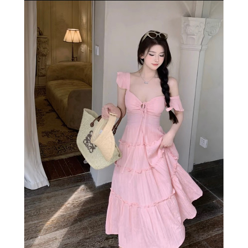 Váy hồng dài tiểu thư STRAWBERRY