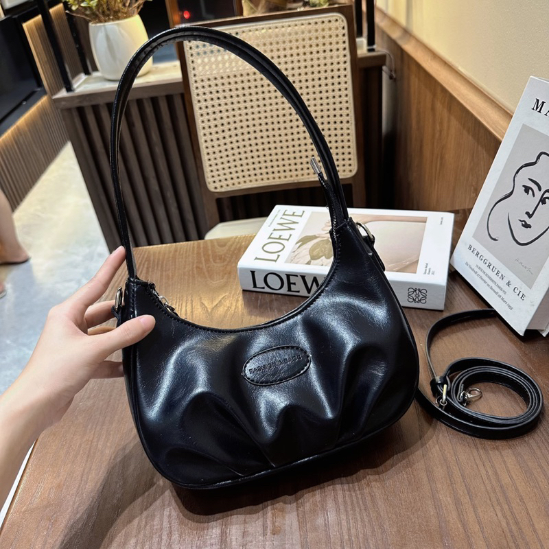 Túi nữ đeo chéo đeo vai da nhăn dúm đáy hàng mẫu mới