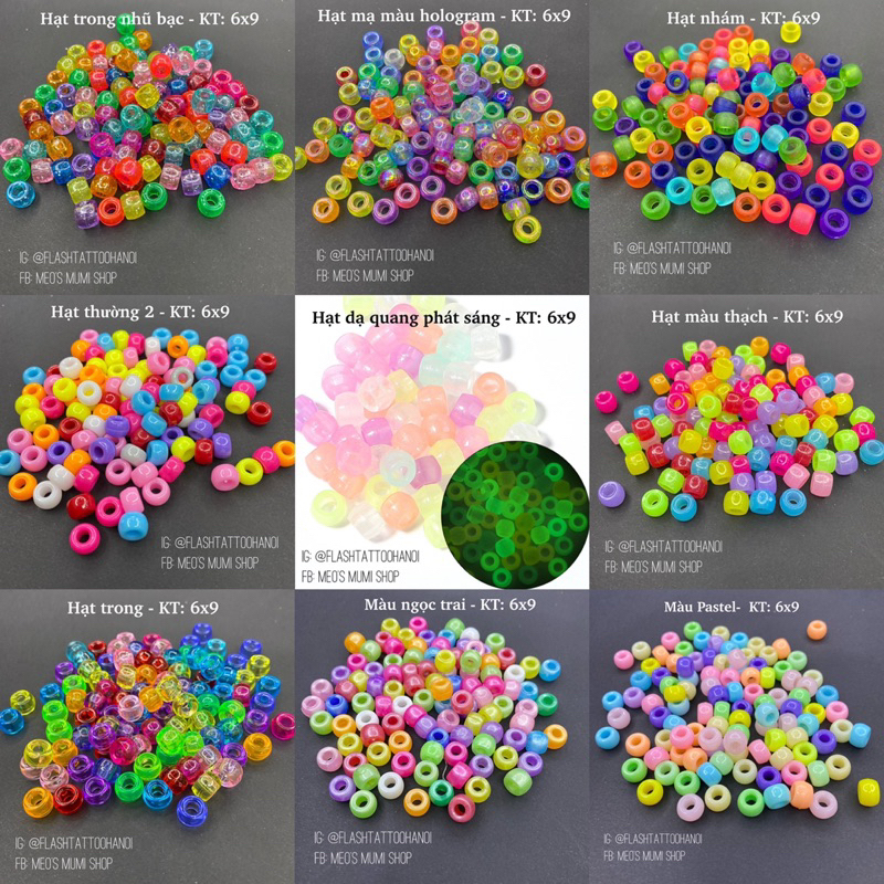 Set 100 Hạt nhựa làm vòng Kandi đủ các loại màu