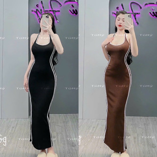 ĐẦM BODY CỔ YẾM DÁNG DÀI VIỀN SỌC ( có mod )