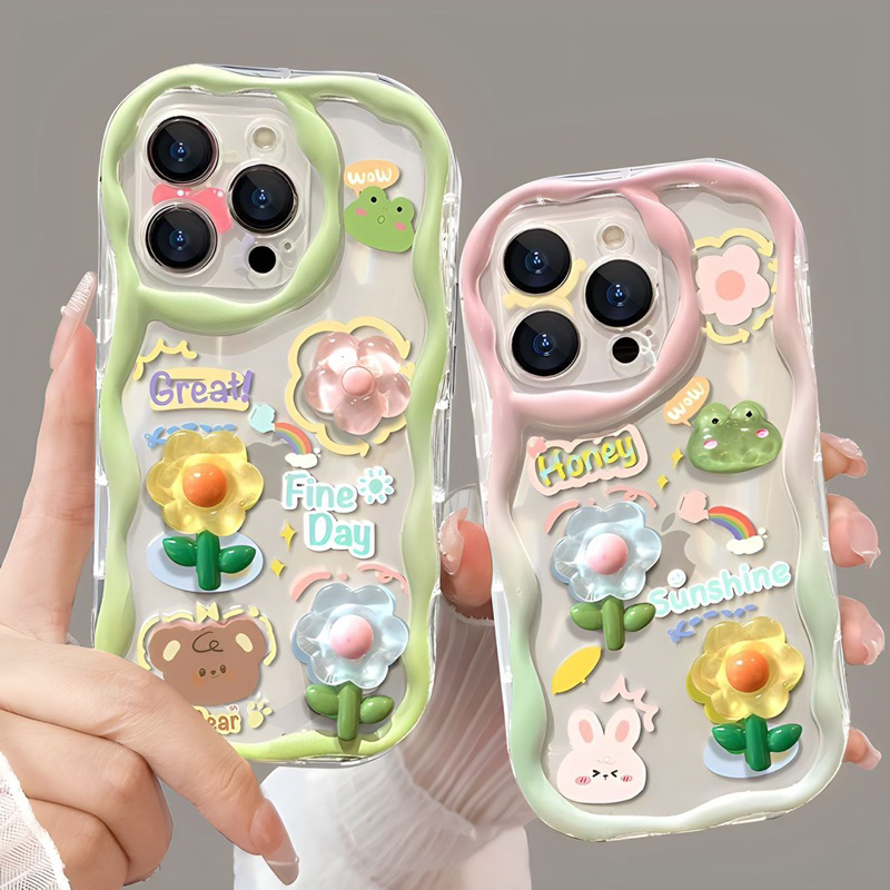 Ốp Lưng Viền Hoa Nổi Chống Sốc - Mẫu Thú Nổi Sunshine - VSN008