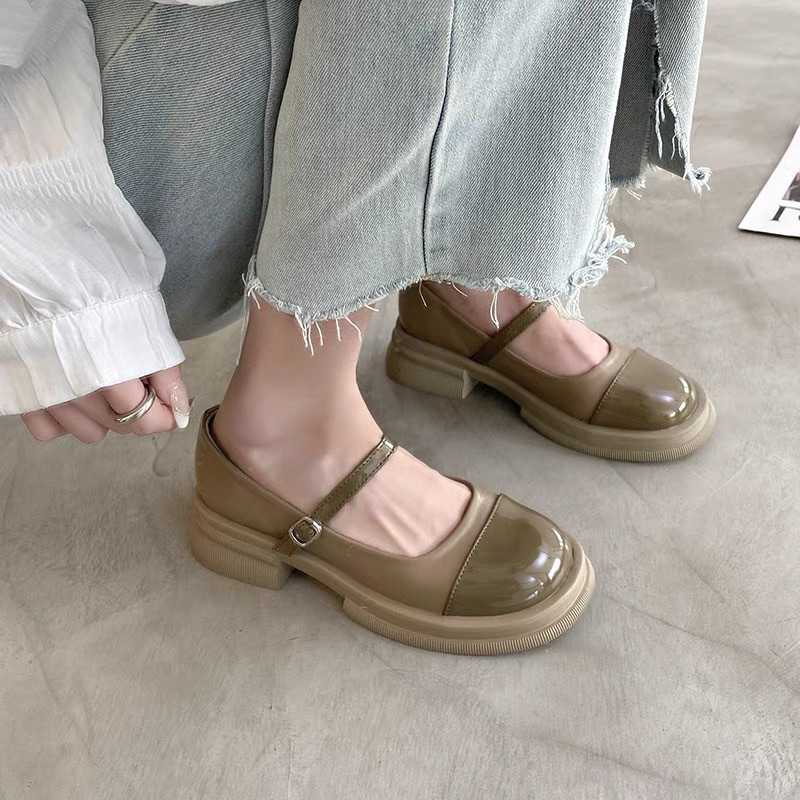 Giày búp bê nữ Lolita đế cao vá mũi quai cài hàng quảg châu cao cấp,giày búp bê lười siêu nhẹ tabao dễ phối đồ