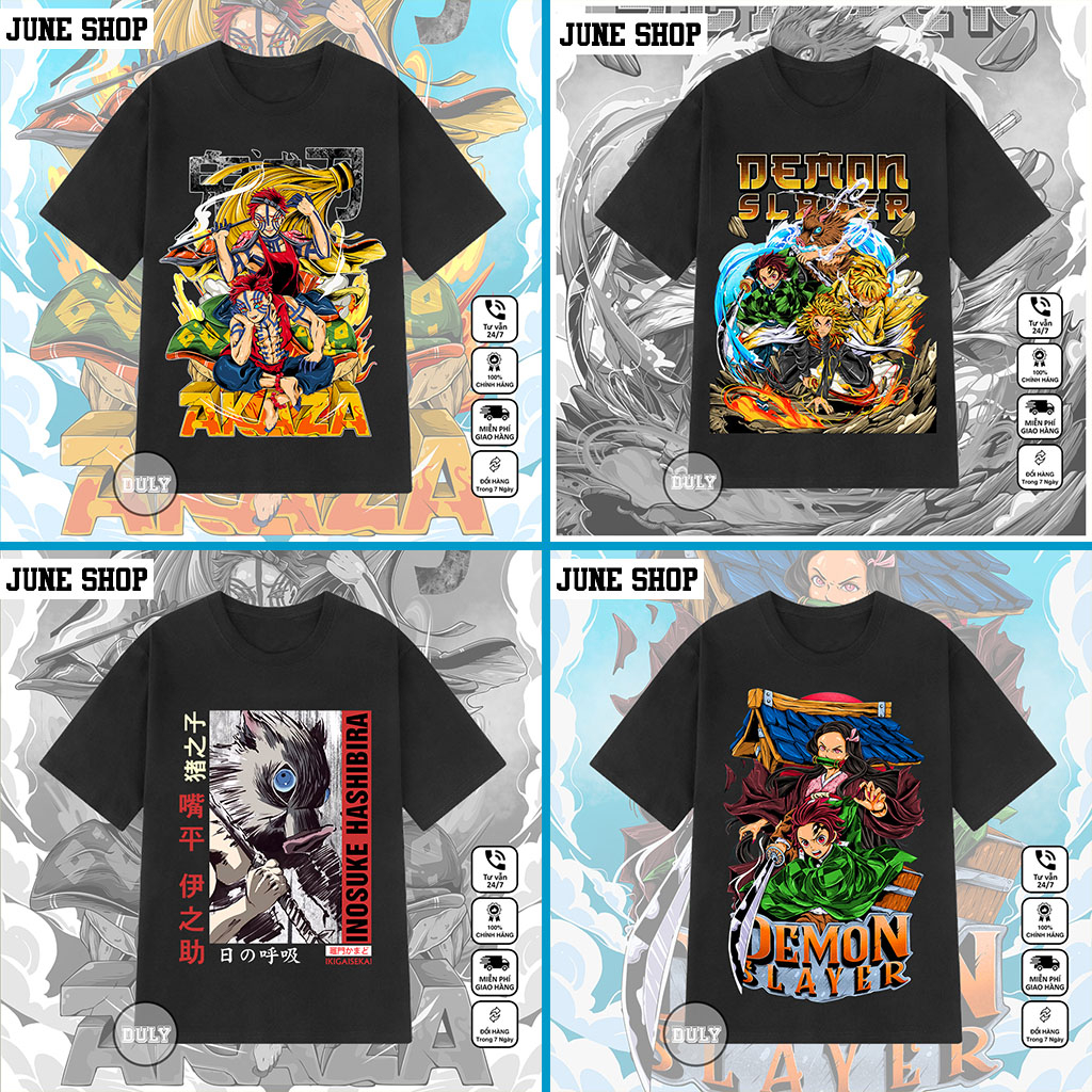 Áo Kimetsu No Yaiba, Áo Demon Slayer mẫu mới, chất vải thun co giãn 4 chiều thoáng mát