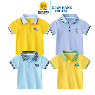 Áo polo có cổ tay ngắn bé trai FAMBY thêu họa tết cotton size cho bé từ 12-28kg APLBT01