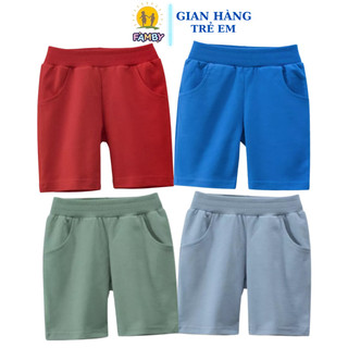 Quần đùi bé trai mùa hè FAMBY quần cộc cotton thoáng mát cho bé từ 2 đến 8 tuổi