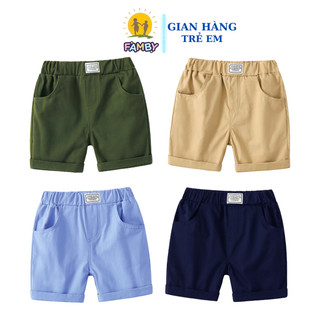 Quần kaki bé trai, quần đùi kaki mềm trẻ em phong cách hàn quốc size cho bé từ 12-30kg