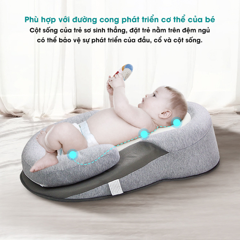 Đệm Gối Chống Trào Ngược Cho Trẻ Sơ Sinh HAPAIR Chất Liệu Cotton, Polyester An Toàn Cho Bé - Bảo Hành 12 Tháng