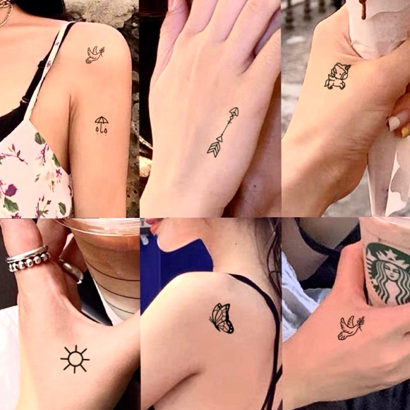 Hình xăm dán 77 miếng 15 ngày chống nước tatoo giả tạm thời mini dễ thương miếng xăm dán chữ 2 tuần lâu phai 6x10cm HXL4