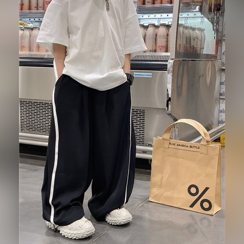 Quần vải bé trai suông có dây rút gấu Q224 size 100-150, quần dài trẻ em mùa hè cao cấp