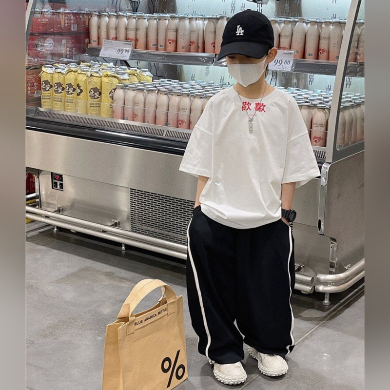 Quần vải bé trai suông có dây rút gấu Q224 size 100-150, quần dài trẻ em mùa hè cao cấp