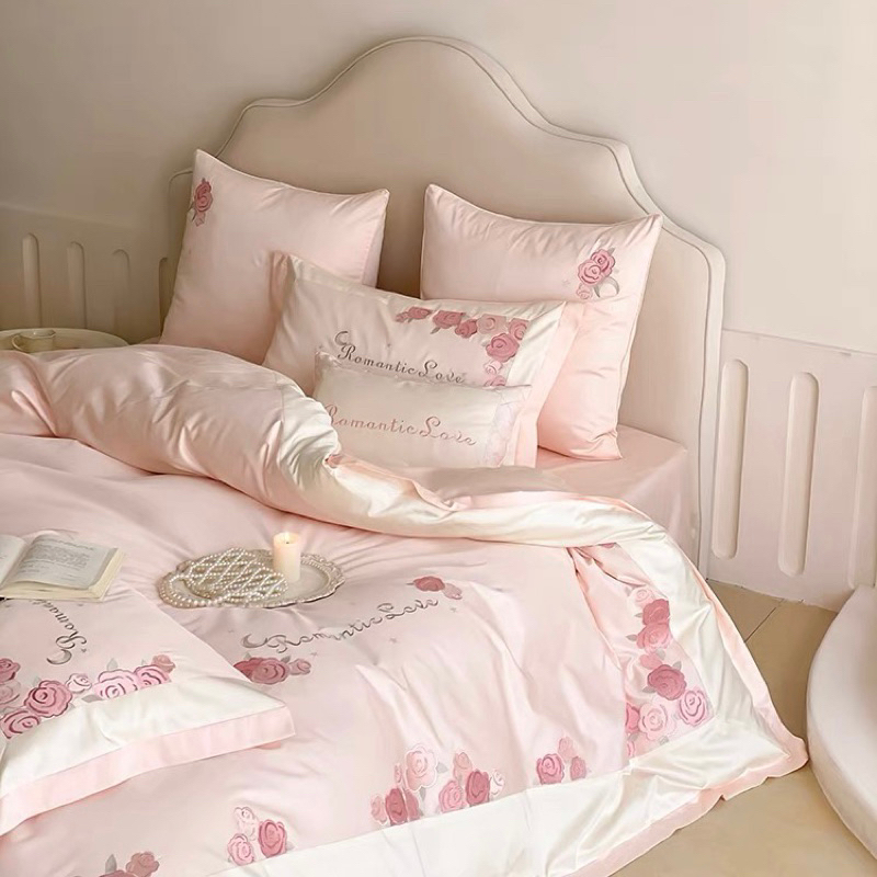SET Chăn Ga Lụa Sateens 100S Hồng Phấn SO SWEET