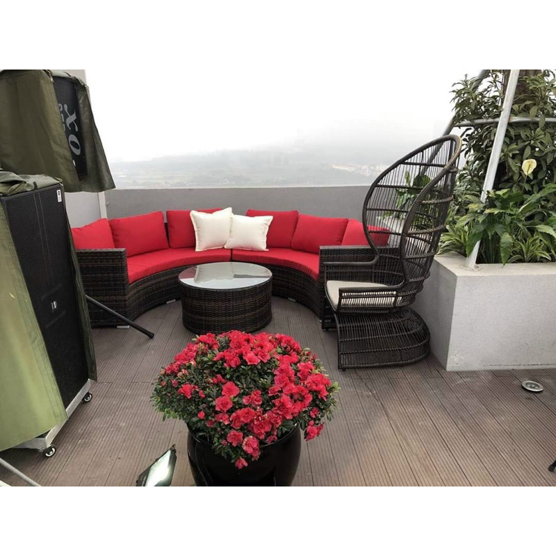 Sofa mây nhựa ngoài trời