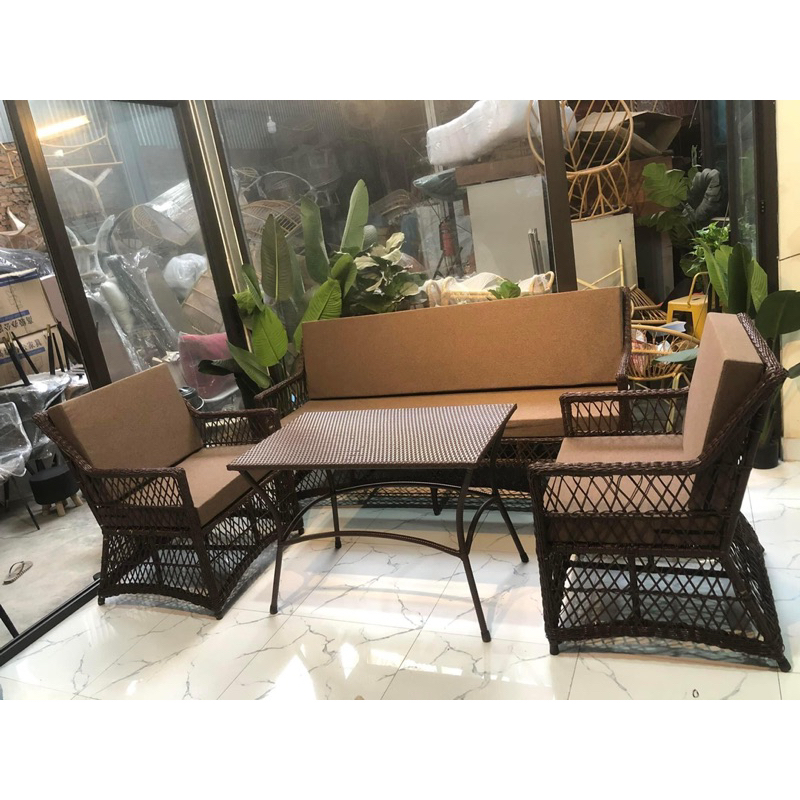 Sofa mây nhựa ngoài trời