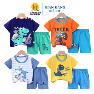 Bộ cộc tay bé trai mùa hè FAMBY bộ tay ngắn cotton mùa hè trẻ em size từ 12-27kg