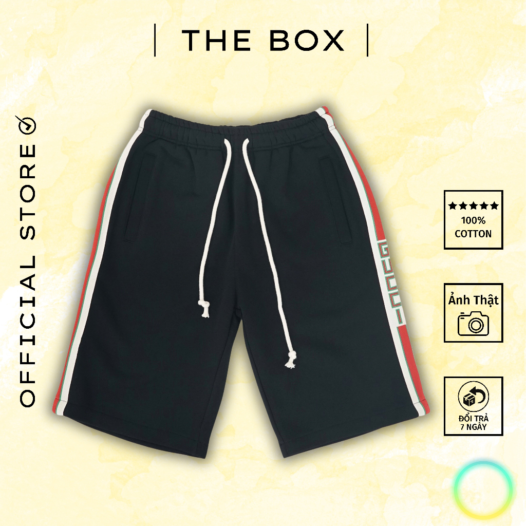 Quần Short GUCCl Stripe Technical unisex vải nỉ cao cấp  | THE BOX STUDIO