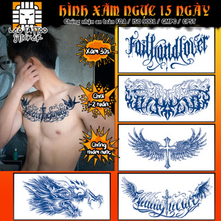 [Loại Dài Ngày] Hình Xăm Dán Ngực Nam Nữ 15 Ngày Henna LEO TATTOO (28x15cm)
