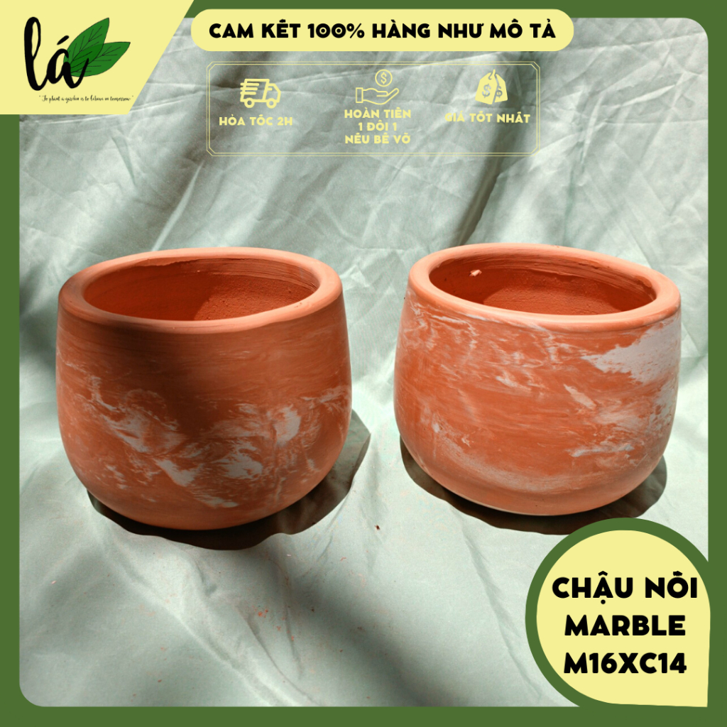 Chậu đất nung nồi marble trồng kiểng lá, sen đá, cây trong nhà, chậu cây decor nhà