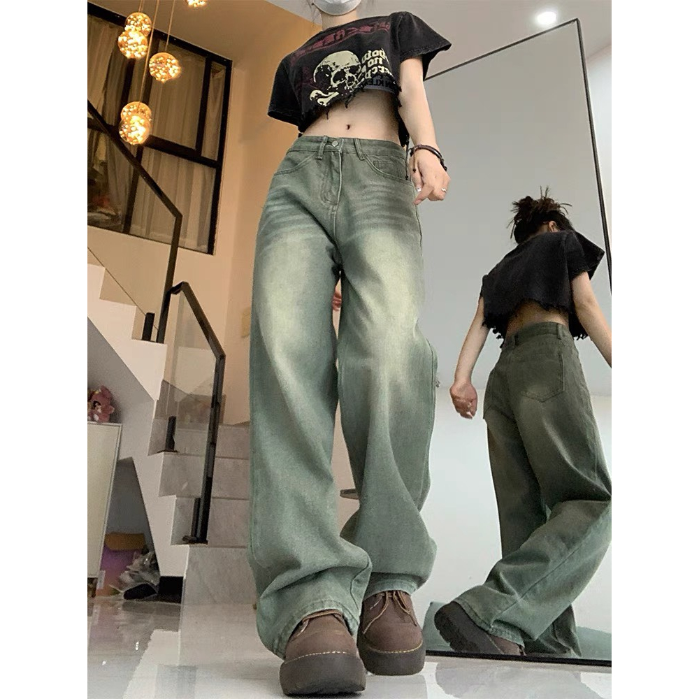 Quần jeans nữ , quần jeans ống suông màu xanh mài siêu HOT năm 2023 MS 29