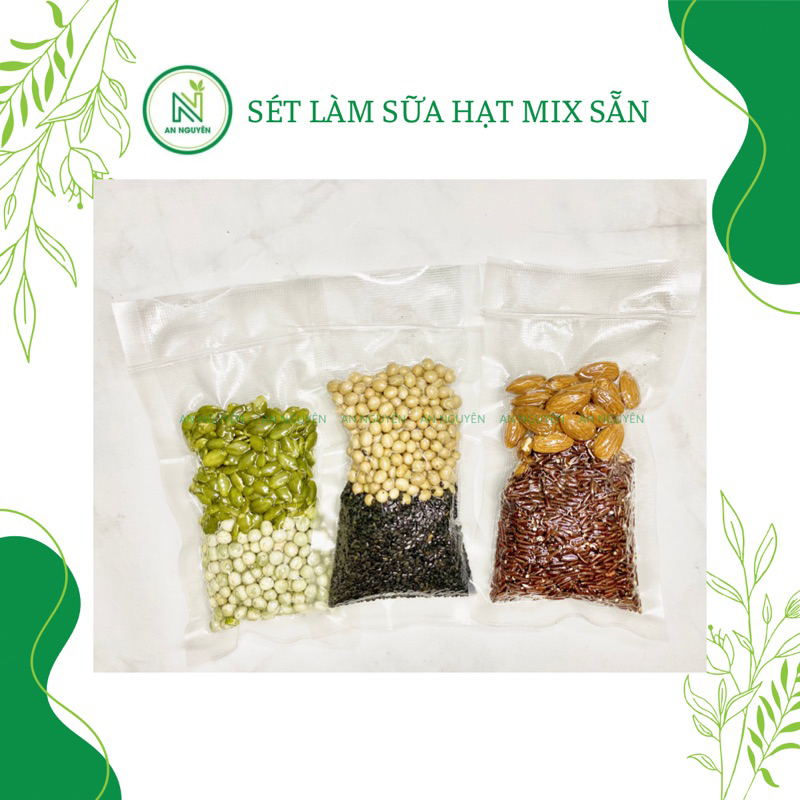 Set hạt làm sữa hạt set .10 gói không trùng vị -50g/gói. sét hạt dinh dưỡng nấu sữa,600-700ml