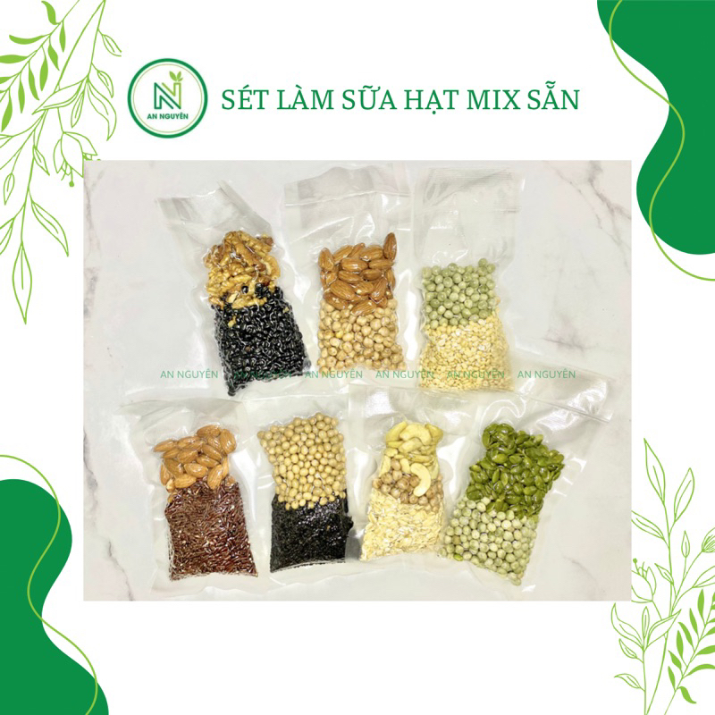 Set hạt làm sữa hạt set .10 gói không trùng vị -50g/gói. sét hạt dinh dưỡng nấu sữa,600-700ml