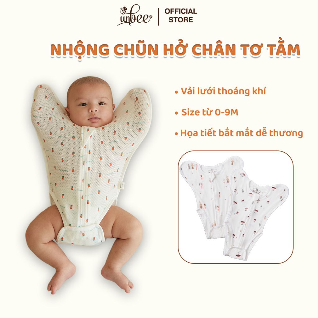 Nhộng Chũn Hở Chân Cho Bé Unbee Vải Tơ Tằm Mềm Mát Từ 3-9KG