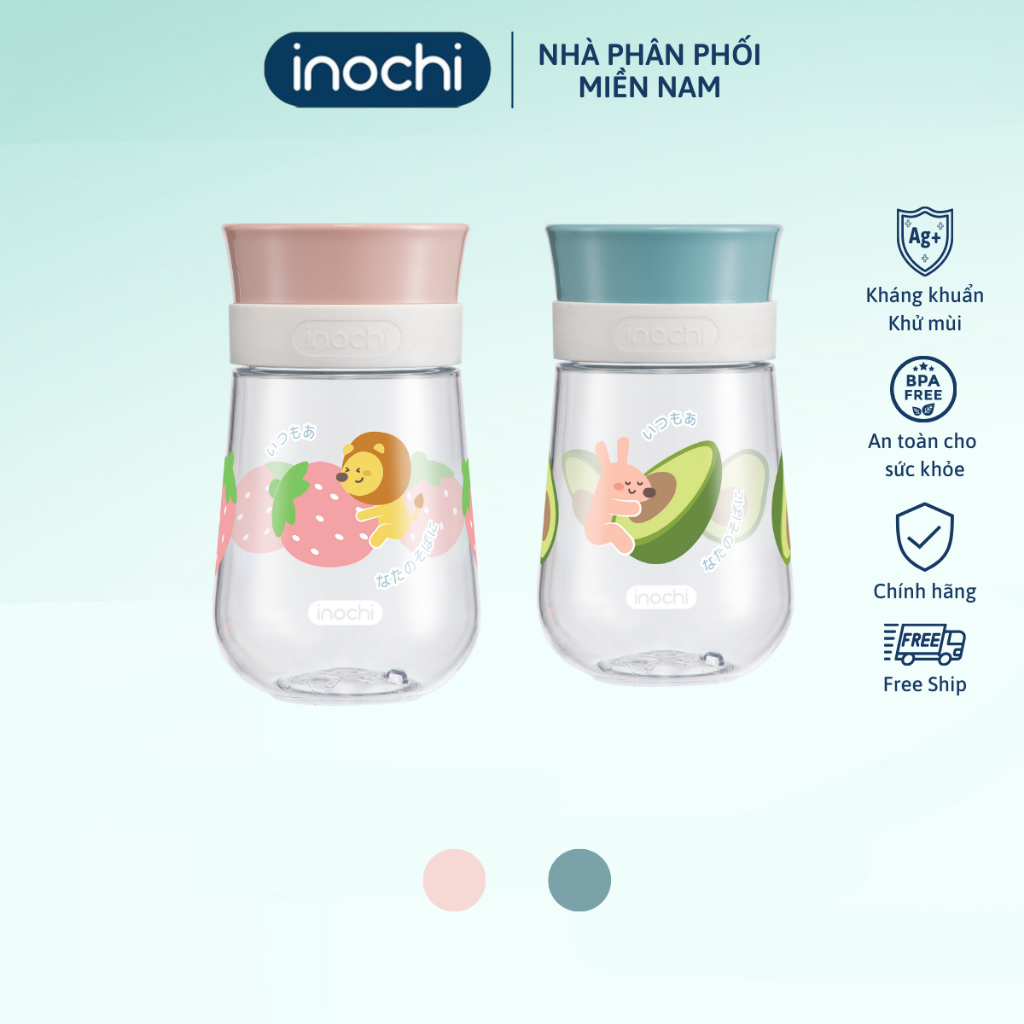 Bình tập uống nước cho bé Inochi Goki circle Nhật Bản, nhựa tritan, không chưa BPA, chống sặc, an toàn cho trẻ, Vạn Phúc