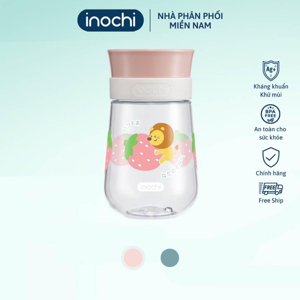 Bình tập uống nước cho bé Inochi Goki circle Nhật Bản, nhựa tritan, không chưa BPA, chống sặc, an toàn cho trẻ, Vạn Phúc