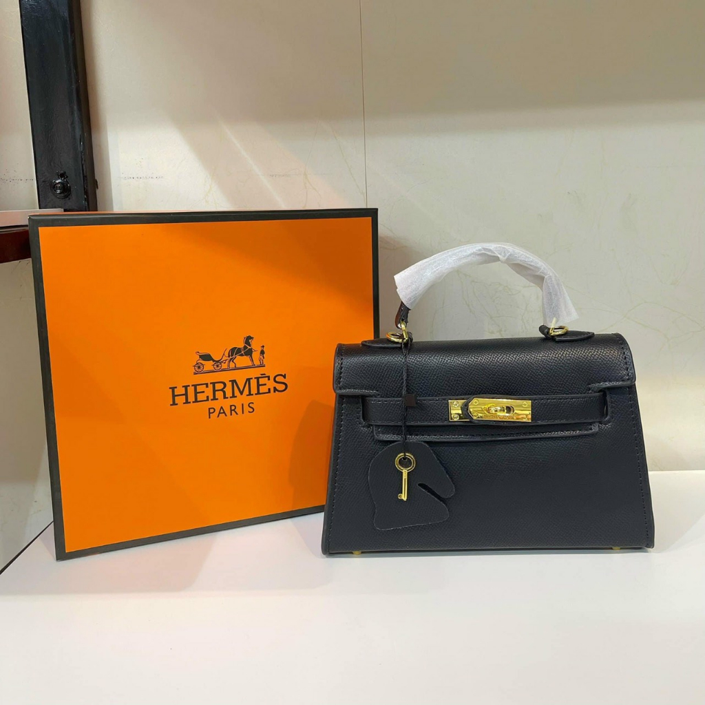 Túi Xách kelly khóa cài dáng lùn size 19 hàng qc loại 1, dập logo khoá