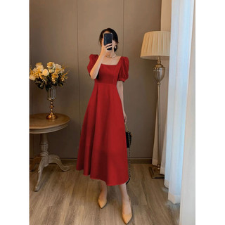 Đầm váy basic form dài tay bồng đỏ đen trắng sang chảnh