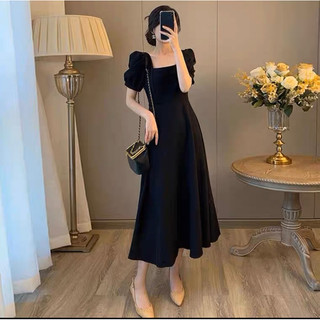 Đầm váy basic form dài tay bồng đỏ đen trắng sang chảnh