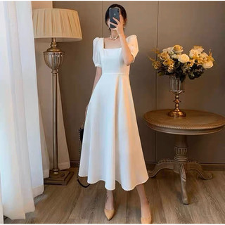 Đầm váy basic form dài tay bồng đỏ đen trắng sang chảnh