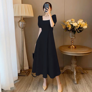Đầm váy basic form dài tay bồng đỏ đen trắng sang chảnh
