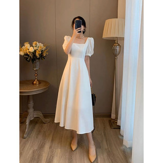 Đầm váy basic form dài tay bồng đỏ đen trắng sang chảnh