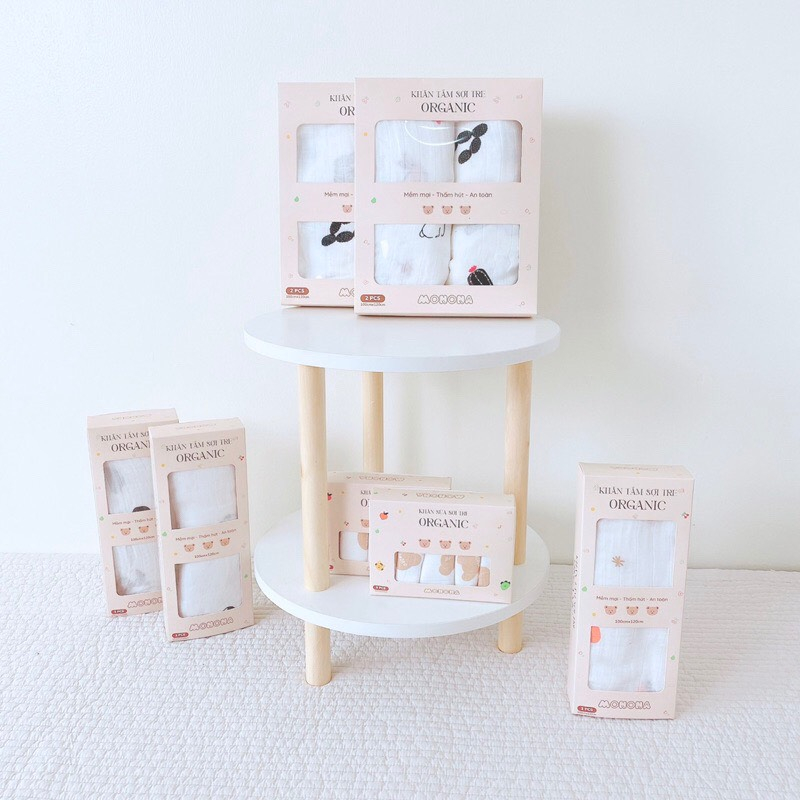 Khăn tắm Monona vải xô sợi tre cho bé 120x110cm organic cho bé sơ sinh