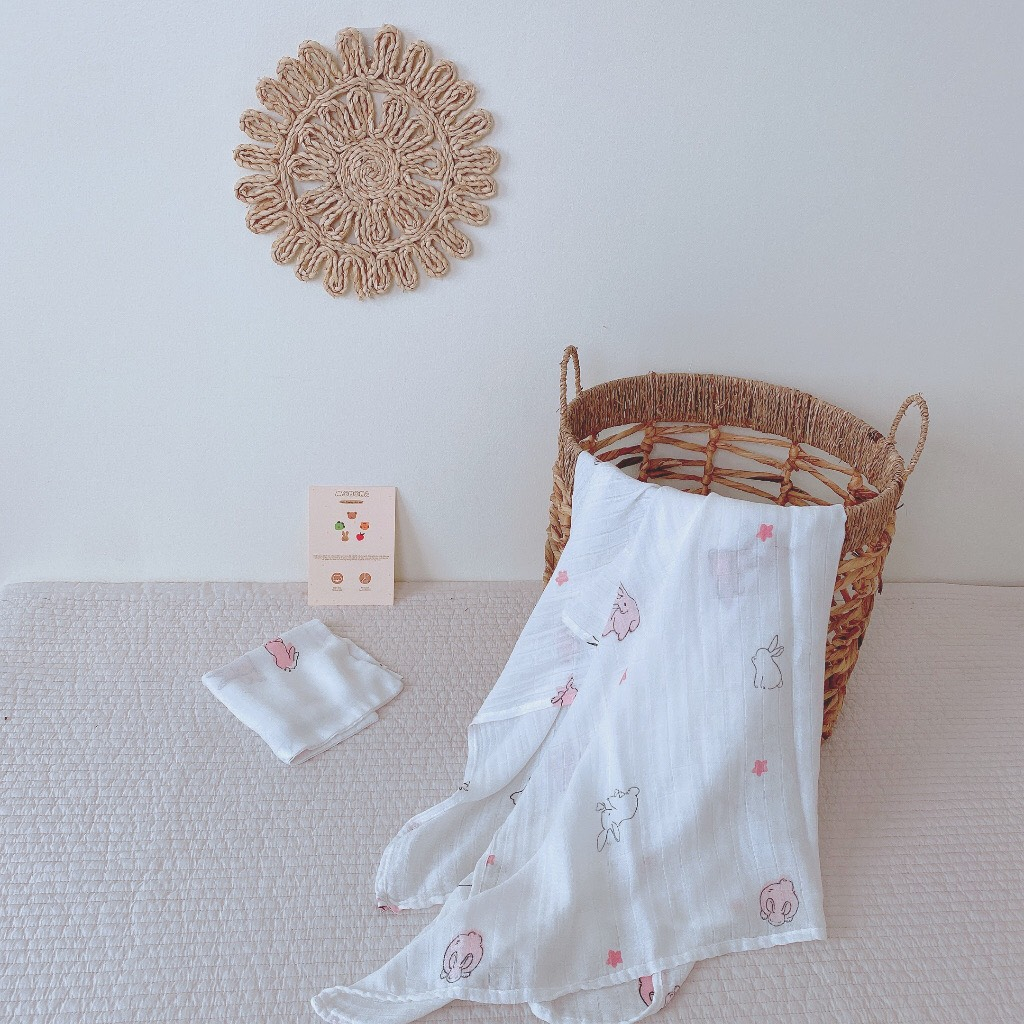 Khăn tắm Monona vải xô sợi tre cho bé 120x110cm organic cho bé sơ sinh