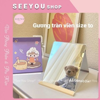 [ BAO VỠ HOÀN TIỀN ]Gương Gấp Gọn Trang Điểm Để Bàn 21,5x15cm Tràn Viền Không Viền Chất Liệu Giấy Vân Giả Da Hình Cute