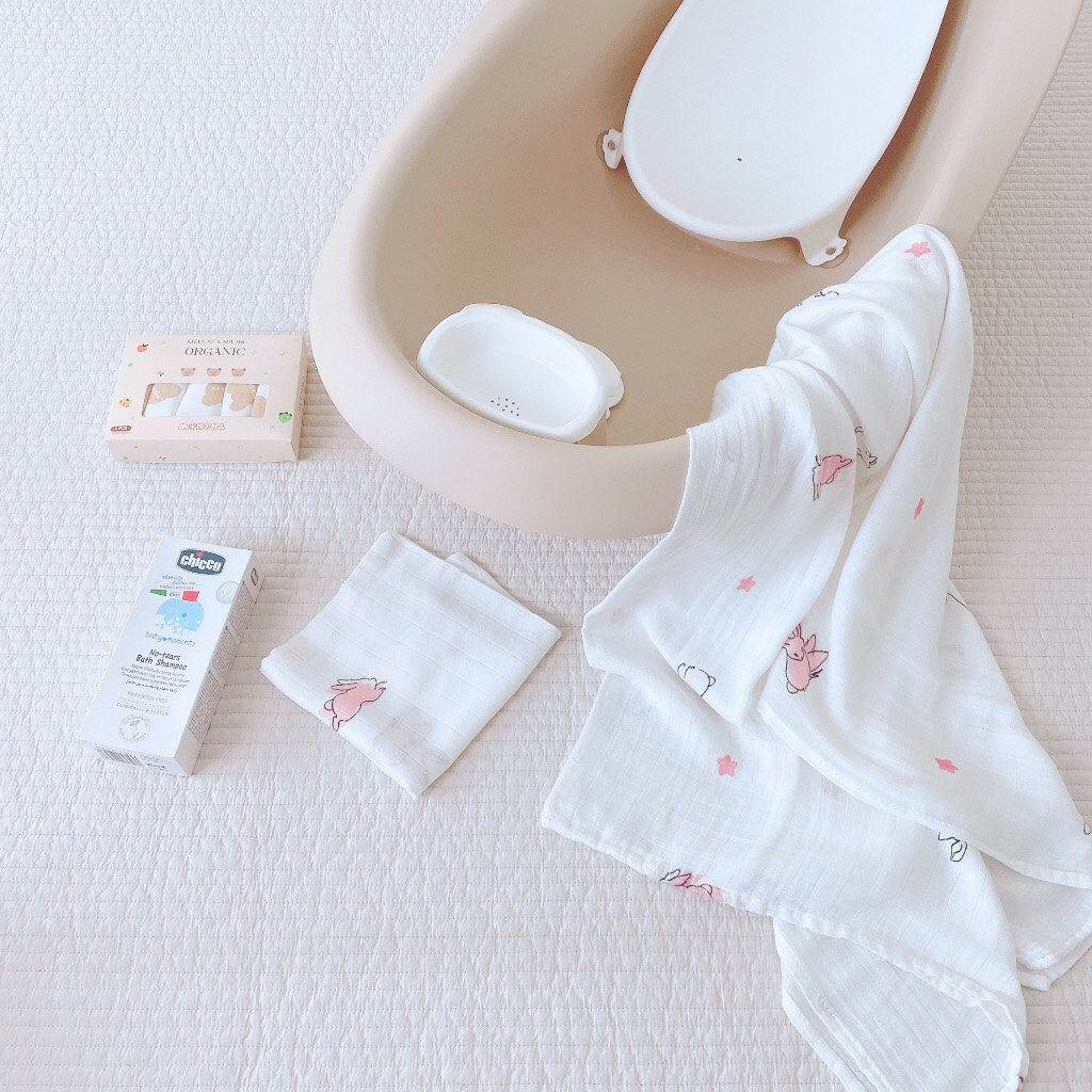 Khăn tắm Monona vải xô sợi tre cho bé 120x110cm organic cho bé sơ sinh