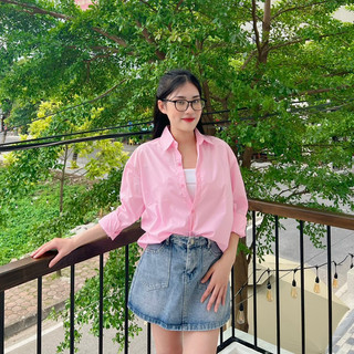 Áo sơ mi nữ dài tay form rộng chất thô mềm ulzzang kiểu hàn basic