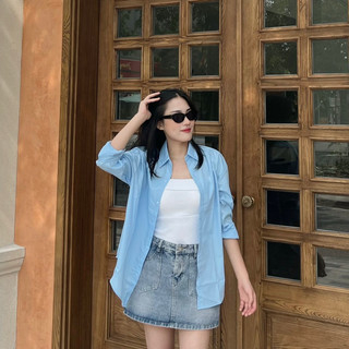Áo sơ mi nữ dài tay form rộng chất thô mềm ulzzang kiểu hàn basic