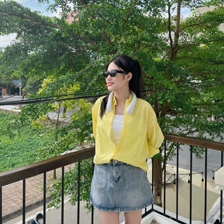 Áo sơ mi nữ dài tay form rộng chất thô mềm ulzzang kiểu hàn basic