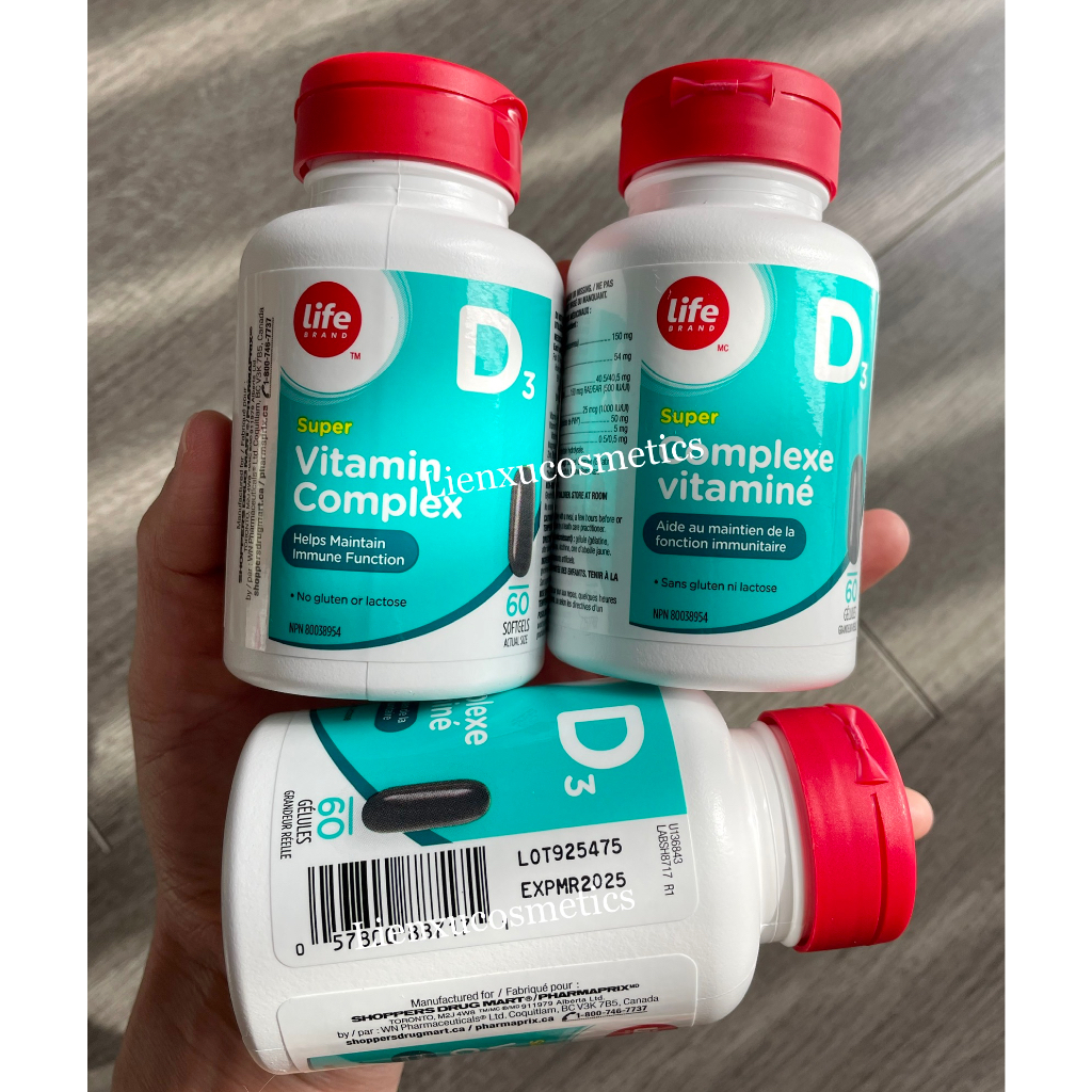Viên uống D3 complex Life brand Canada 60 viên; HSD 2025