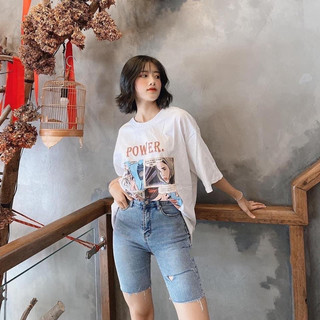 Quần jeans nữ rách giãn lưng cao big size