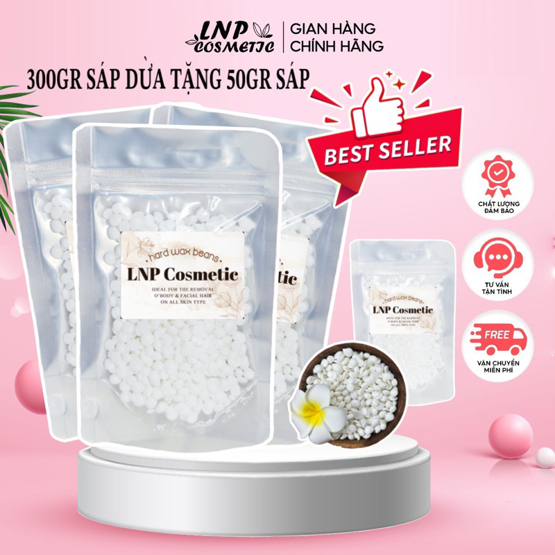 300g sáp wax lông nóng hard wax beans nóng tặng kèm 50g sáp dừa mix màu và que gỗ - lnpcosmetic